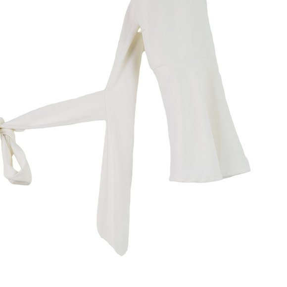 Lulu’s Last Love Song White Tie Waist Shift Dress w/ Bell Sleeves, Sz XS - Picture 8 of 11